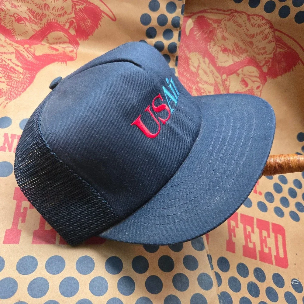 VTG Swingster USAir Airline Hat Navy Blue Aviation OSFA Mesh Back Snapback USA